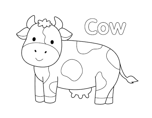 Cow Coloring Page - Little Bee Family
