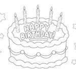 Happy Birthday Cake Candles Coloring Page from LittleBeeFamily