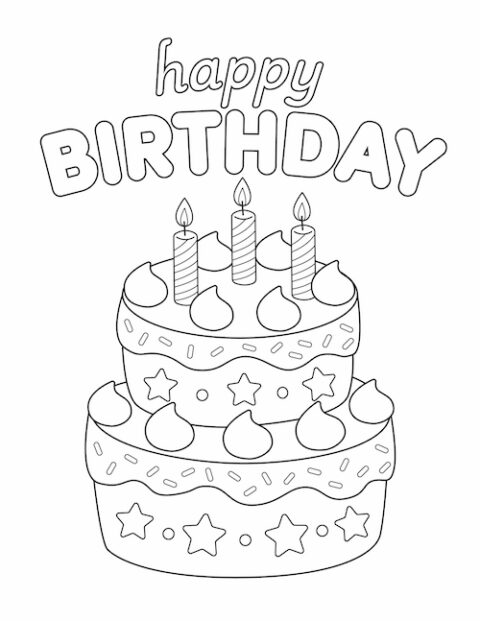 Happy Birthday Coloring Pages - Little Bee Family