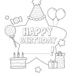 Happy Birthday Coloring Page with Write in Name