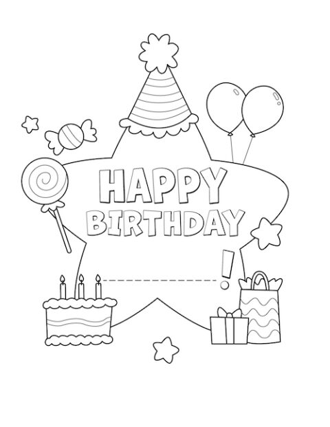 Happy Birthday Coloring Pages - Little Bee Family