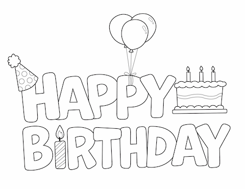 Happy Birthday Coloring Page from LittleBeeFamily