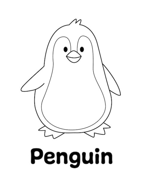 Penguin Coloring Page - Little Bee Family