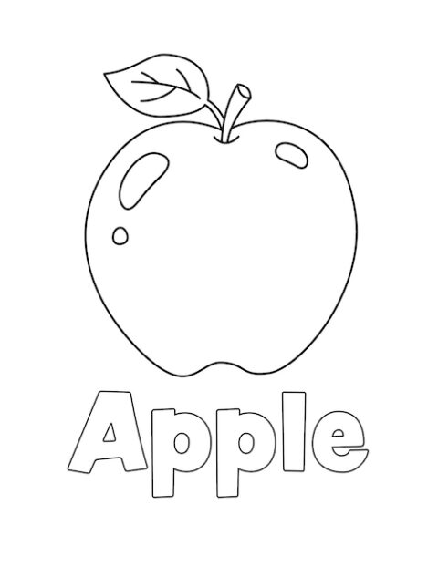 Apple Coloring Page - Little Bee Family