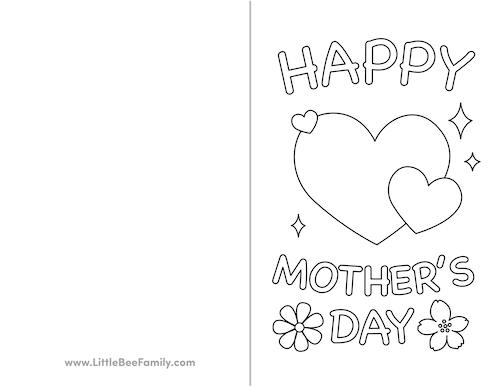 happy mothers day card coloring sheet