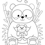 happy mothers day panda coloring page