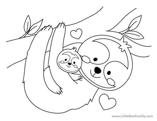 sloth happy mothers day coloring page