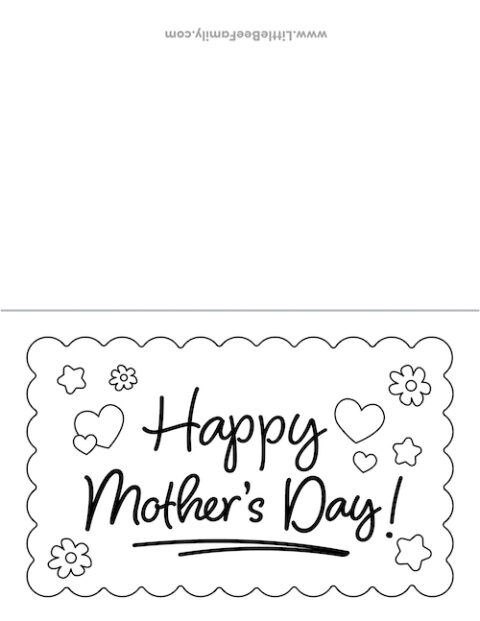 Printable Mother's Day Coloring Card - Little Bee Family