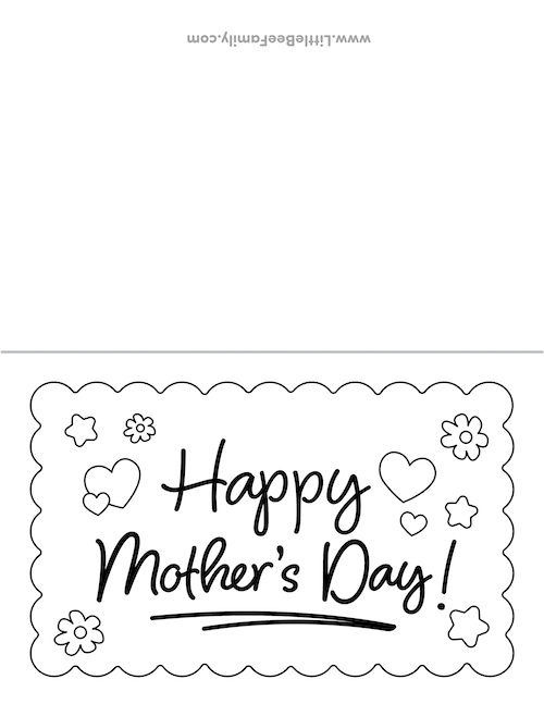 Printable Mother s Day Coloring Card Little Bee Family
