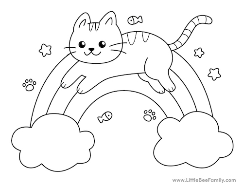 Rainbow cat coloring page