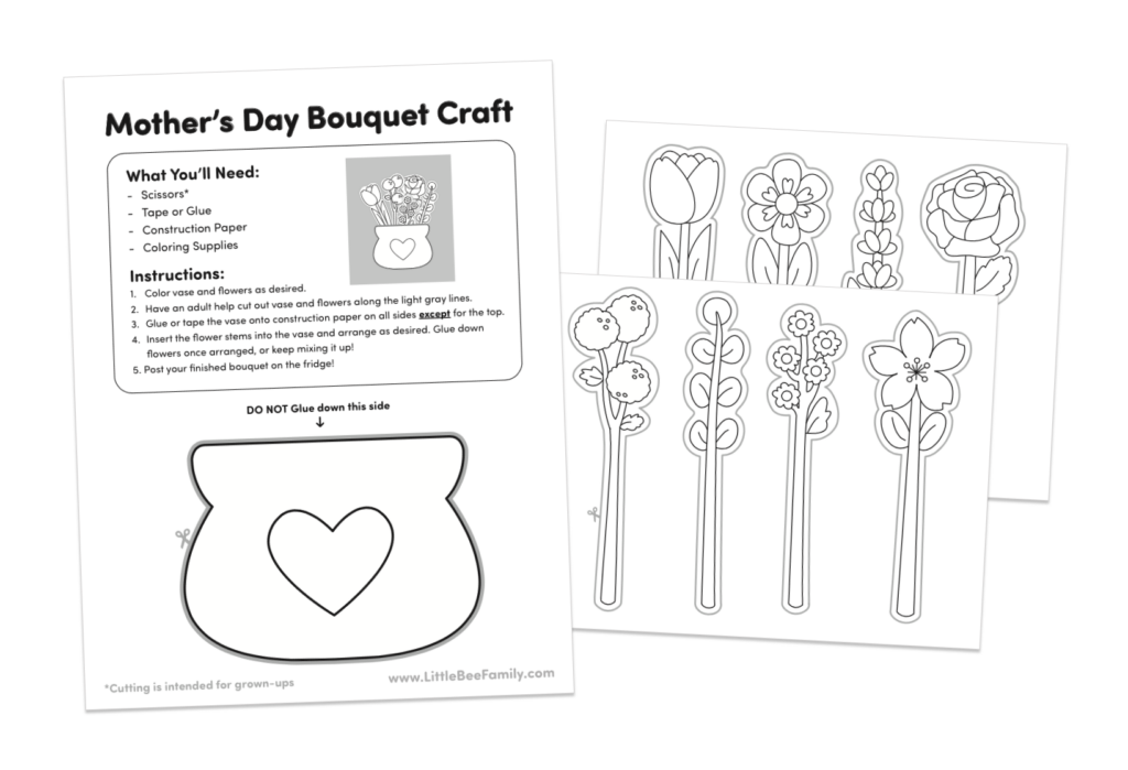 Mother's Day Printable Coloring Bouquet