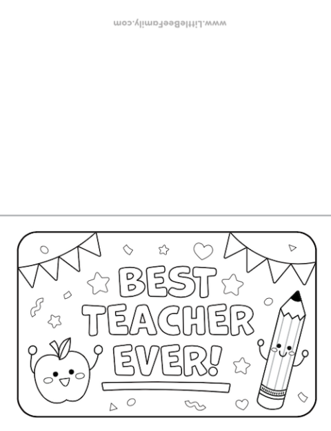 Best Teacher Ever Coloring Page - Little Bee Family