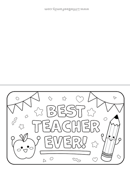Best Teacher Ever Printable Coloring Card