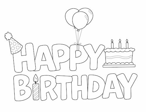 Happy Birthday Coloring Page