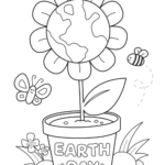 Happy Earth Day Flower Coloring Page - LittleBeeFamily
