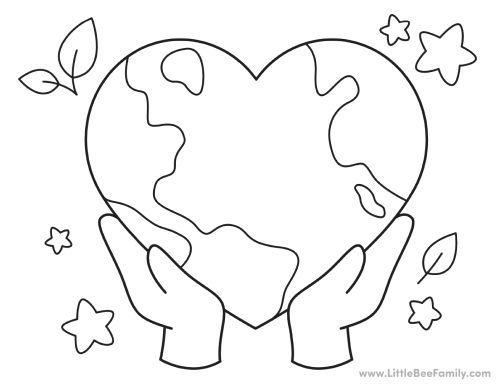 Earth Day Heart Coloring Page