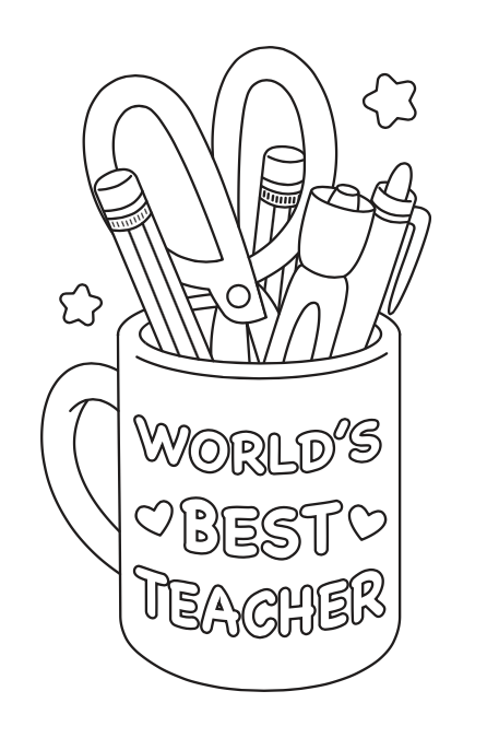 World’s Best Teacher Printable Coloring Card