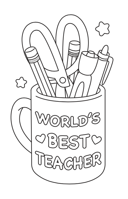 World's Best Teacher Printable Coloring Card
