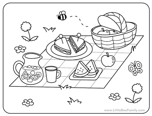 picnic coloring page