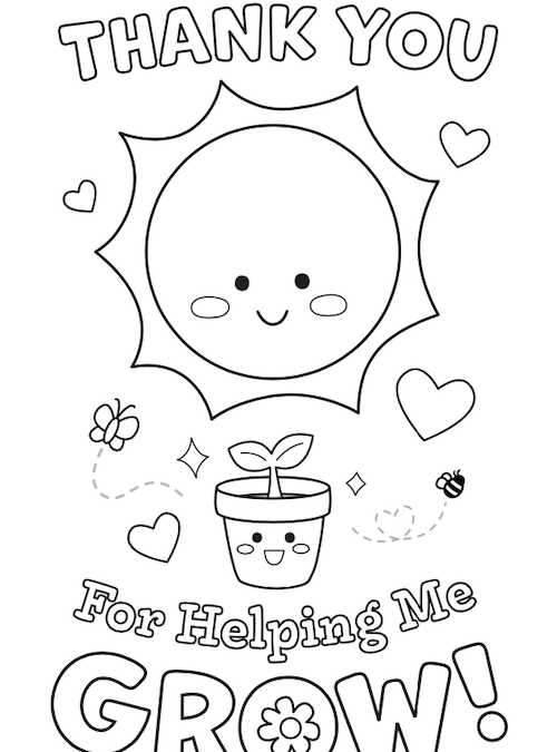 Thank You for Helping Me Grow Coloring Page