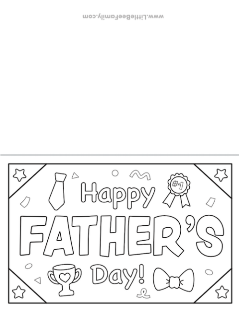 Happy Father's Day Coloring Card - Little Bee Family
