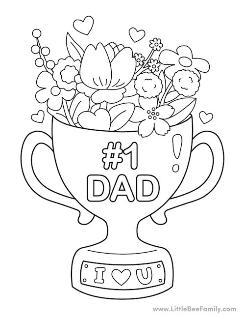 #1 Dad Coloring Page - Little Bee Family