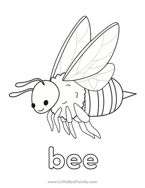 Bee Coloring Page - Little Bee Family