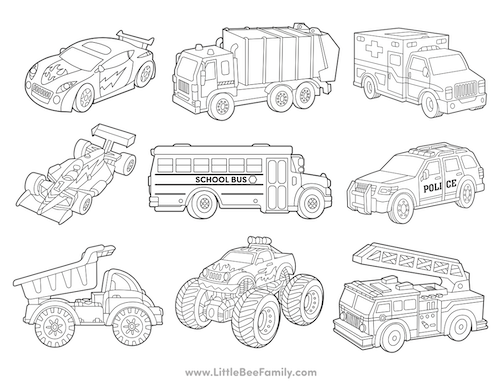 Cars & Trucks Coloring Page