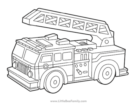 Fire Truck Coloring Page - Little Bee Family