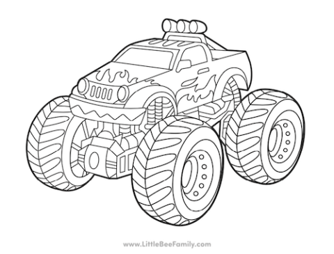 Monster Truck Coloring Page - Little Bee Family