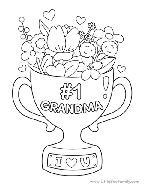 #1 Grandma Coloring Page - Little Bee Family