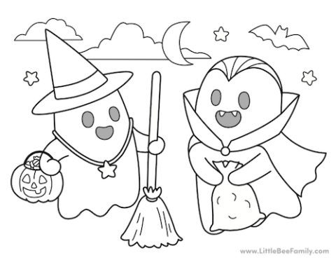Ghost Coloring Page - Little Bee Family