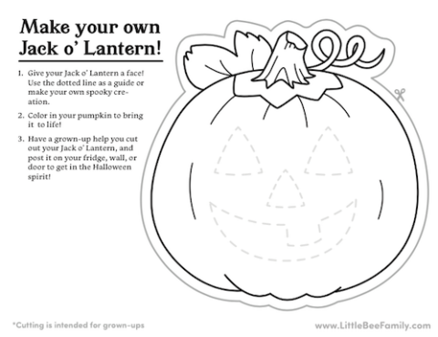 Jack o' Lantern Coloring Page - Little Bee Family