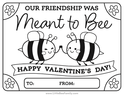 Bee Valentine Coloring Page
