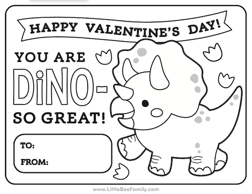Dinosaur Valentine Coloring Page