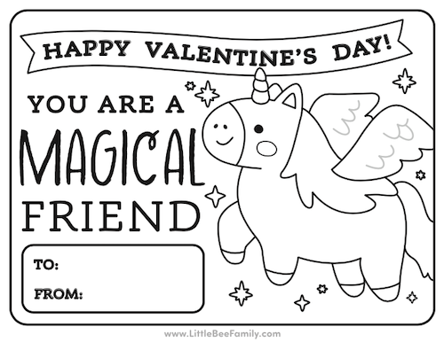 Unicorn Valentine Coloring Page